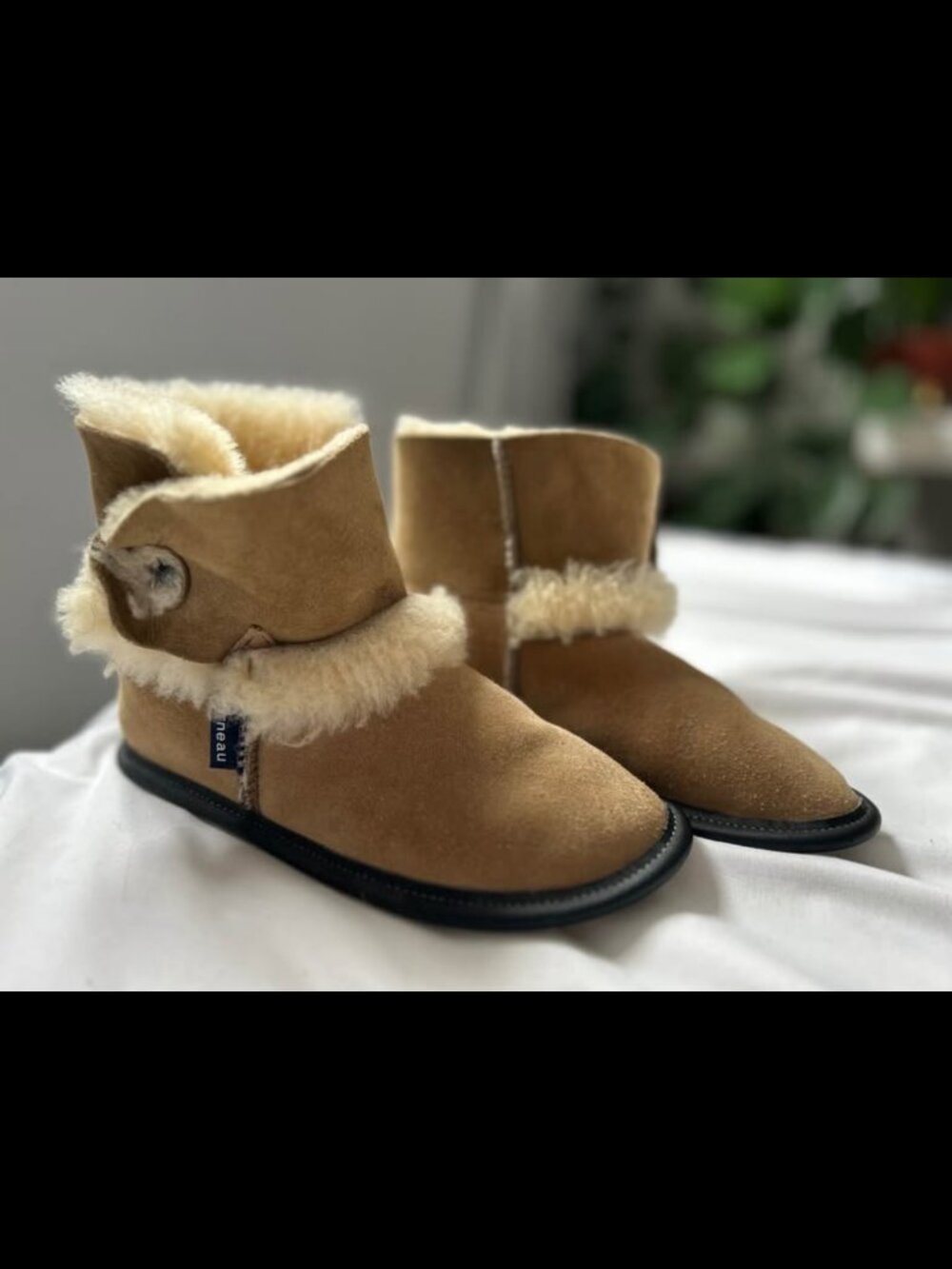 pantoufle garneau de mouton, grandeur 4 ans